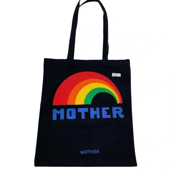 NWOT MOTHER Denim Rainbow Tote Bag OS Black - Picture 1 of 12